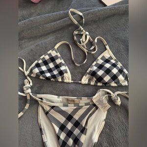 Burberry Black and White Checkered Bikini Set
